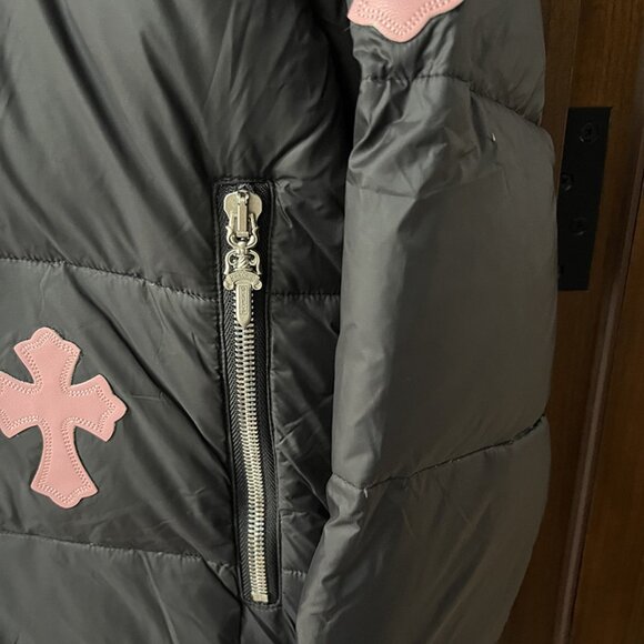 Chrome Hearts Black Zip-Up Hooded Down Jacket - Picture 8 of 10